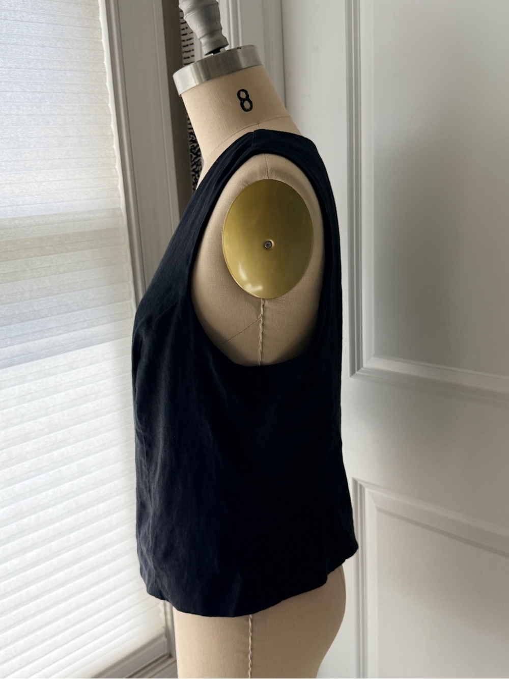 J. Crew Black Linen Sleeveless Button-Front V-Neck Vest - Picture 2 of 5